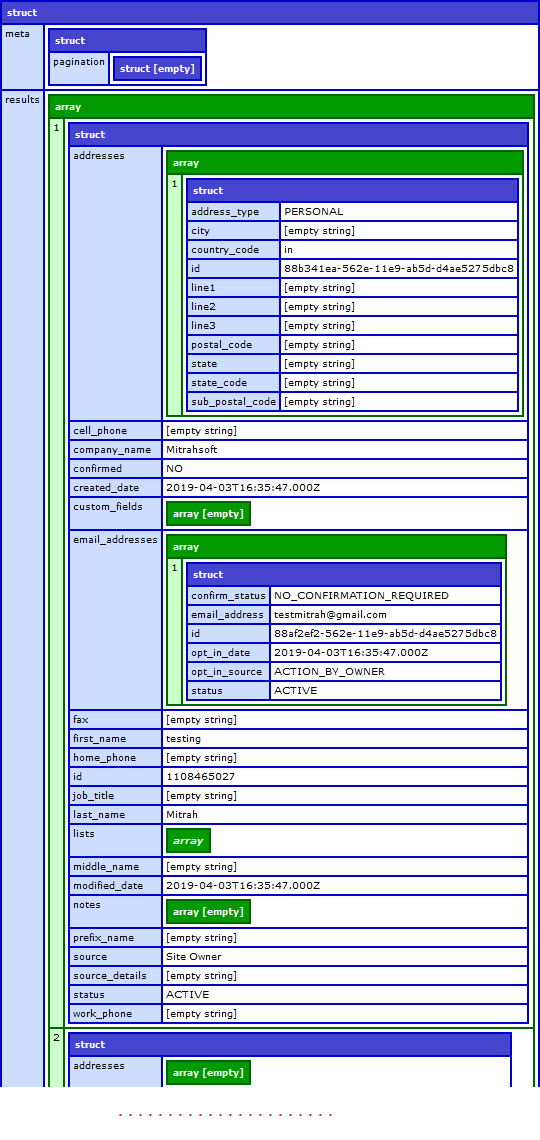 getContacts response