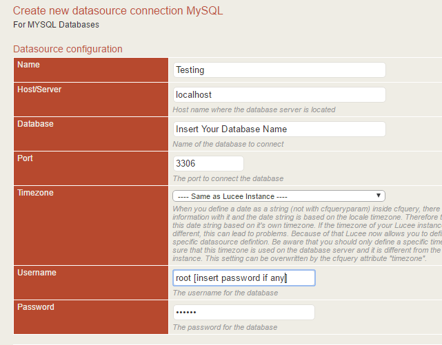 create and update datasource in lucee