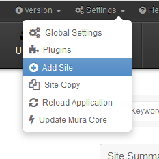 Mura CMS settings - Add site
